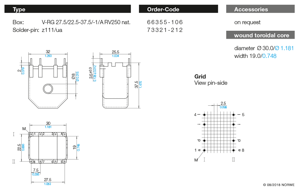 V-RG 27,5/22,5-37,5/-1/A RV250 nat. technical product visual