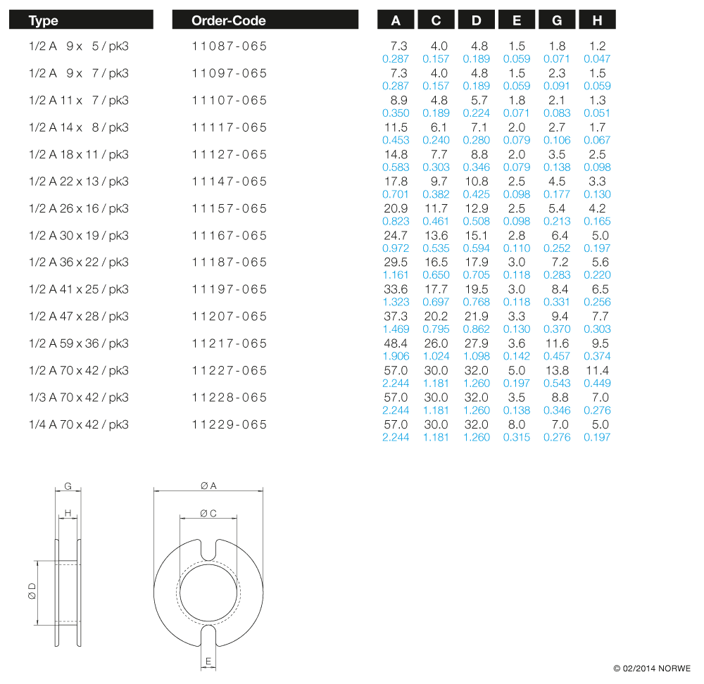 1/2 A 9 x 7/pk3 technical product visual