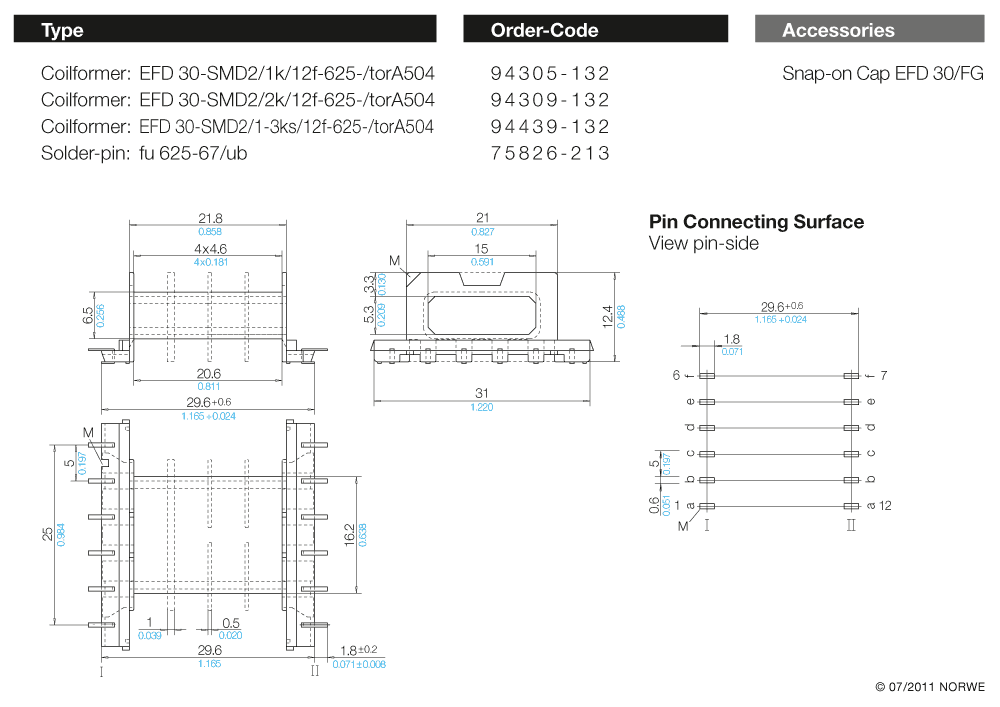 EFD 30-SMD2/1k/12f-625-/torA504 technical product visual
