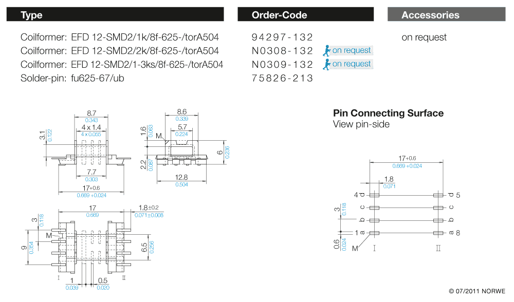 EFD 12-SMD2/1k/8f-625-/torA504 technical product visual