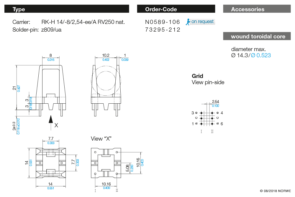 RK-H 14/-8/2,54-ee/A RV250 nat. technical preview