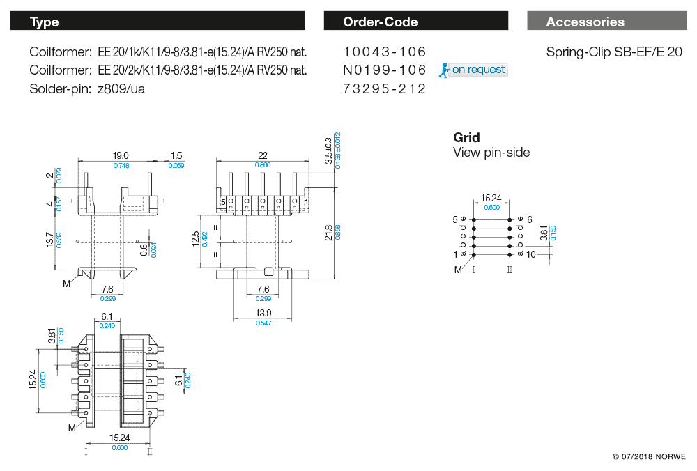 EE 20/1k/K11/9-8/3.81-e(15.24)/A RV250 nat. technical preview