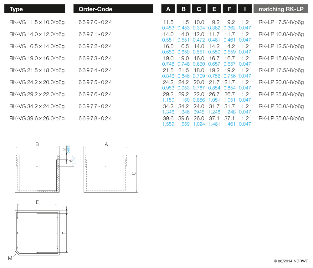 RK-VG 16,5 x 14,0/p6g technical product visual
