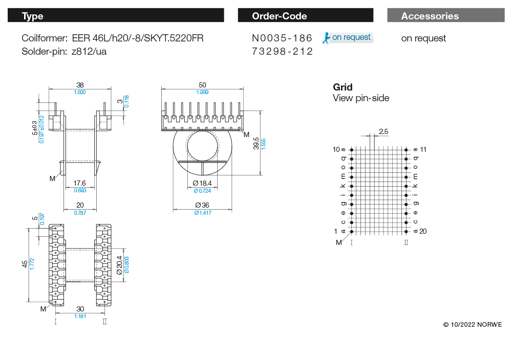 EER 46L/h20/-8/SKYT.5220FR technical product visual