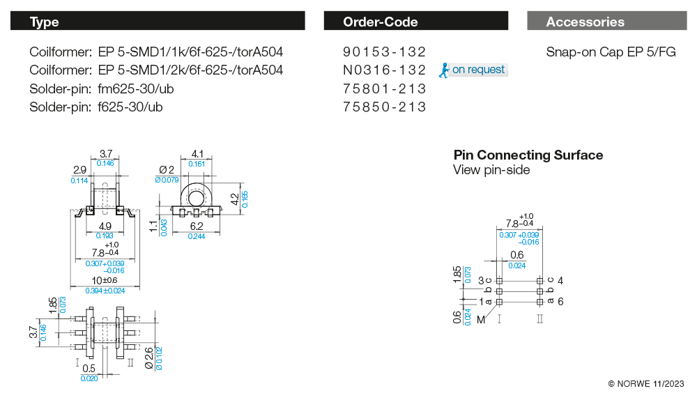 EP 5-SMD1/1k/6f-625-/torA504 technical product visual
