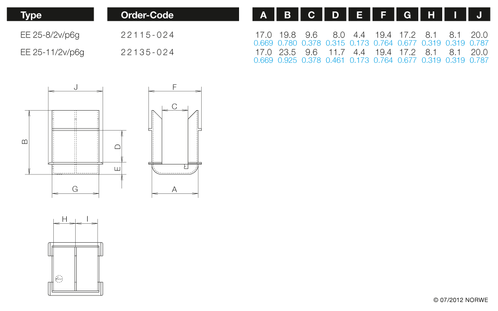 EE 25-8/2v/p6g technical product visual