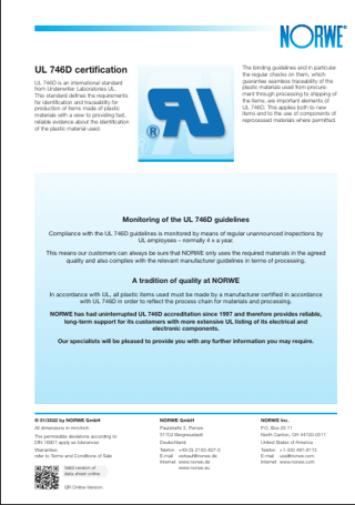 UL 746D certification (PDF)